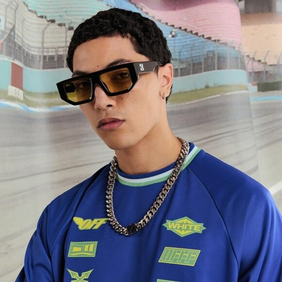 Off-White VANCOUVER Men Sunglasses Black Square Yellow Lenses | Model OERI13F - Picture 12 of 12